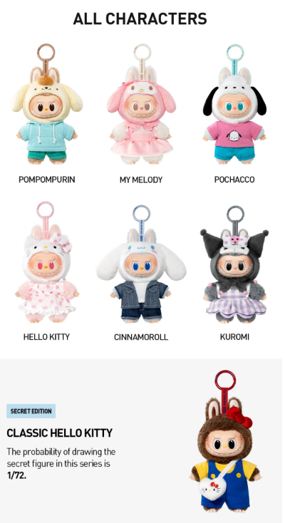 The Monsters × Kitty and Friends -Vinyl Plush Pendant Blind Box